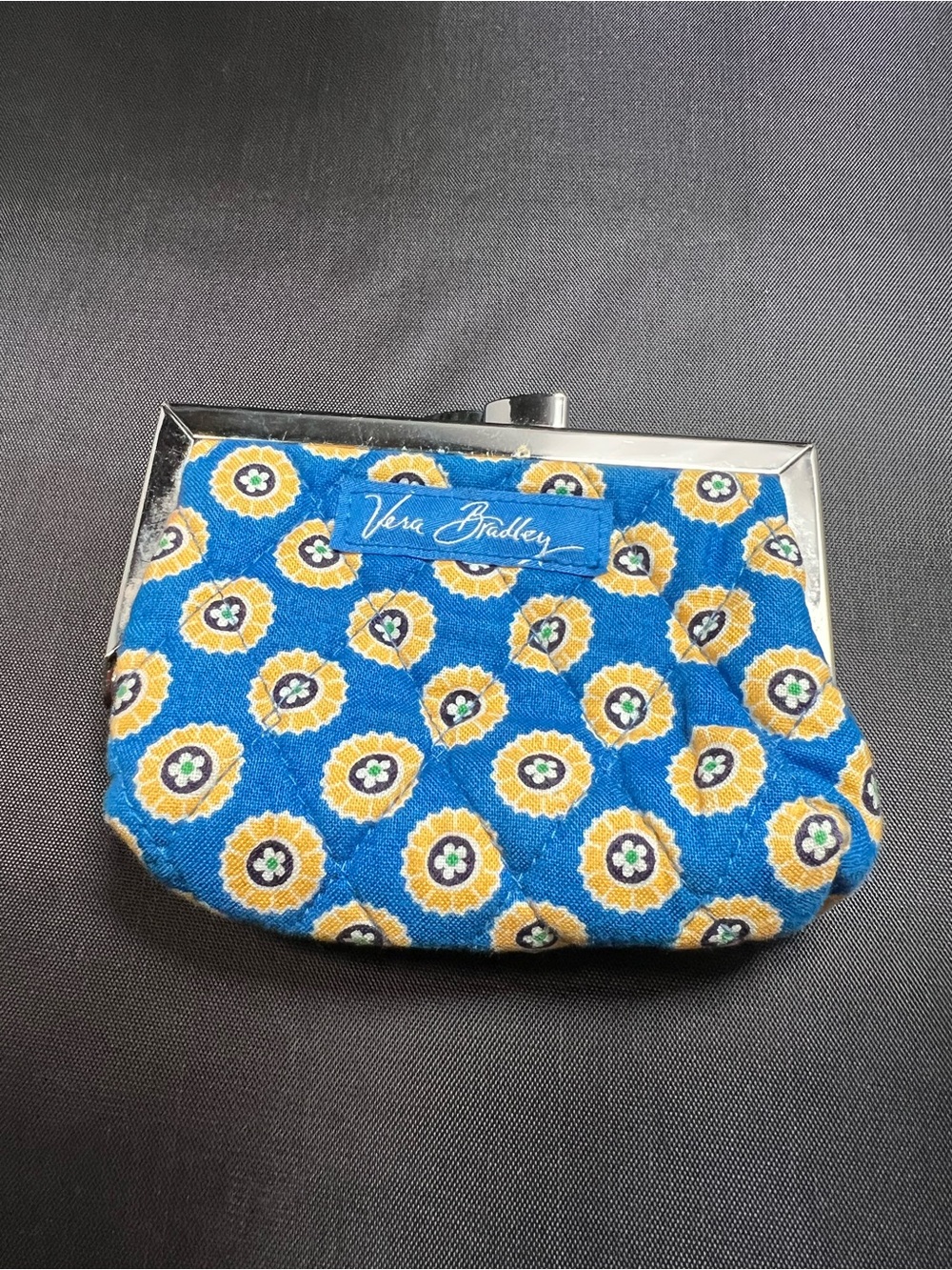 Vera Bradley Kisslock Coin Purse Riviera Blue Retired Quilted Wallet Small